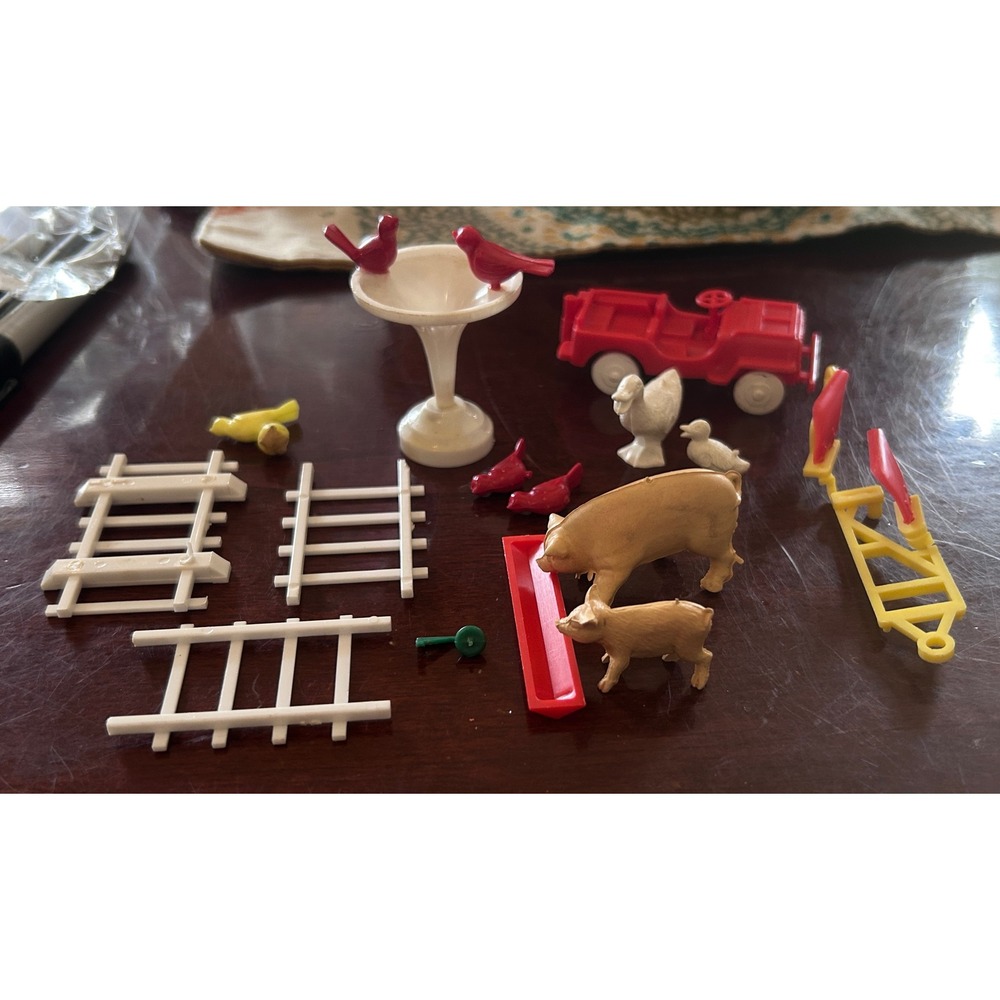 Vintage MCM Farm Toy Lot Plastic Small Multi Good Farmcore